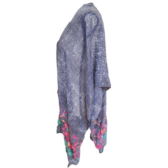 Boho Embroidered Kimono Open Front One Size - Picture 5 of 7